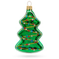 Green Tree with Gold Garland Glass Christmas Ornament in Green color Figurine