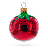 Glass Glittered Shiny Tomato Glass Christmas Ornament in Red color Round