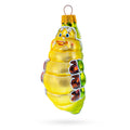 Happy Caterpillar Glass Christmas Ornament in Yellow color Figurine