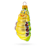 Orange Caterpillar Glass Christmas Ornament in Yellow color