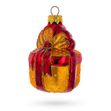 Orange Gift Box with Bow Glass Christmas Ornament in Red color