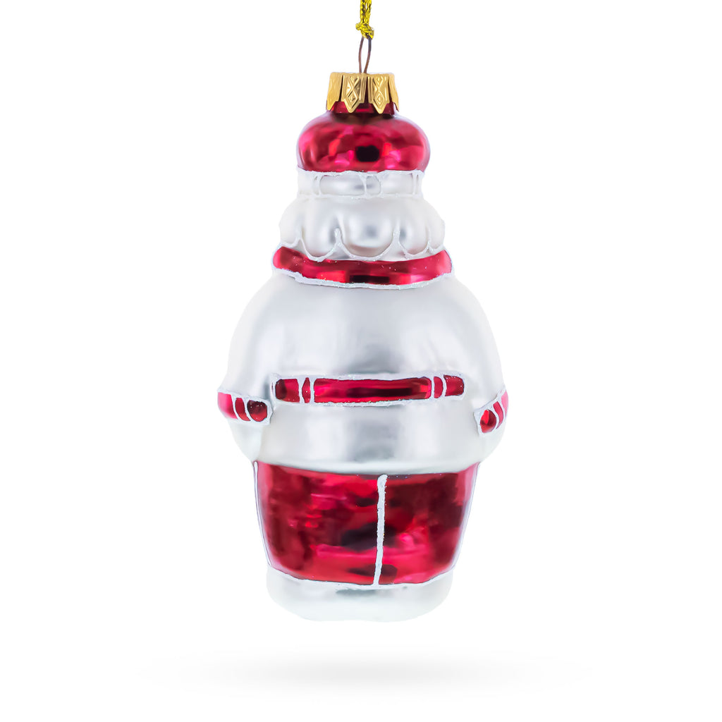 Santa the Cook Glass Christmas OrnamentUkraine , dimensions in inches: 5.4 x 2.67 x 2.67