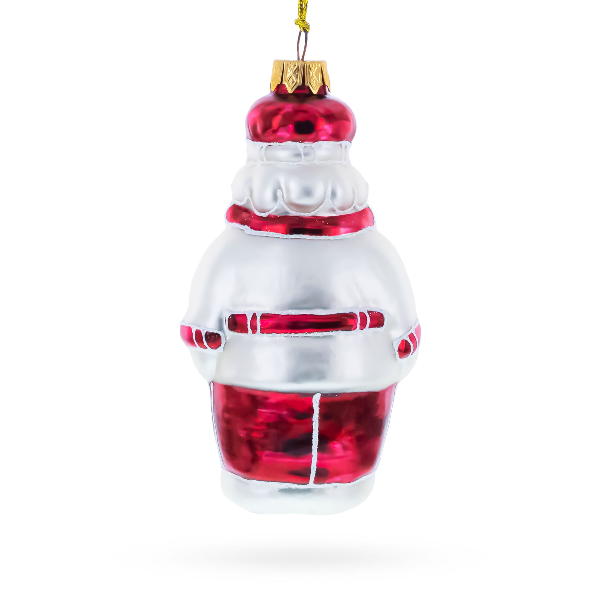 Santa the Cook Glass Christmas OrnamentUkraine , dimensions in inches: 5.4 x 2.67 x 2.67