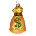 Gold Money Bag With Green Dollar Sign Glass Christmas Ornament in Gold color Figurine