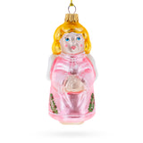 Angel in Pink Dress Glass Christmas Ornament in  color
