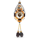 Traditional German Cuckoo Clock Glass Christmas Ornament in Orange color