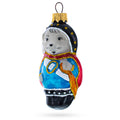 Musketeer Mouse in Regal Attire Glass Christmas Ornament in Blue color Figurine