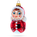 Roly-Poly Doll with Blue Eyes Glass Christmas Ornament in Red color Figurine