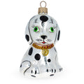 Dalmatian Puppy with Green Eyes Glass Christmas Ornament in White color Figurine