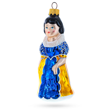Snow White Princess Glass Christmas Ornament in Blue color,  shape