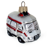 Glass White Ambulance Car Glass Christmas Ornament in White color