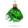 Glass Happy Turtle Glass Christmas Ornament in Green color
