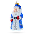 Santa Claus in Blue Robe Father Frost Glass Christmas Ornament in Blue color Figurine