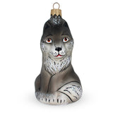 Gray Wolf Glass Christmas Ornament in Gray color,  shape