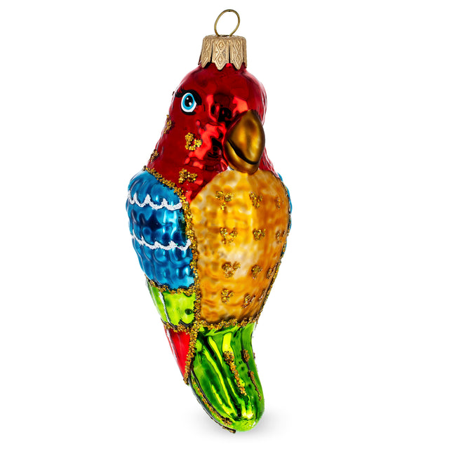 Glass Vibrant Parrot Glass Christmas Ornament in Yellow color