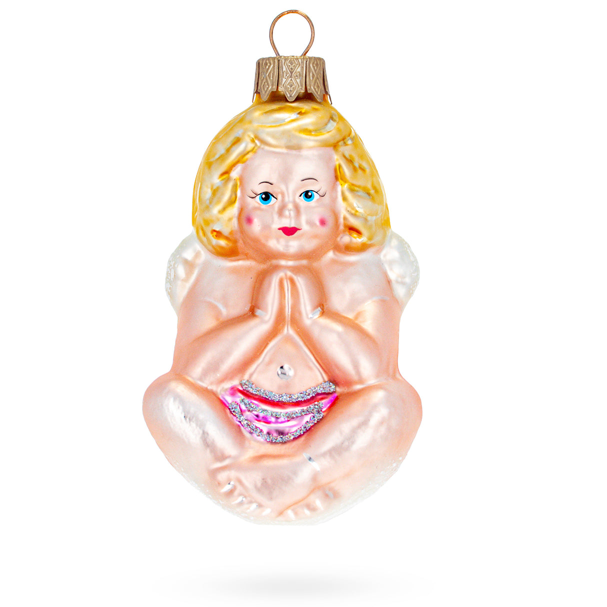Baby Angel Glass Christmas Ornament in Multi color,  shape