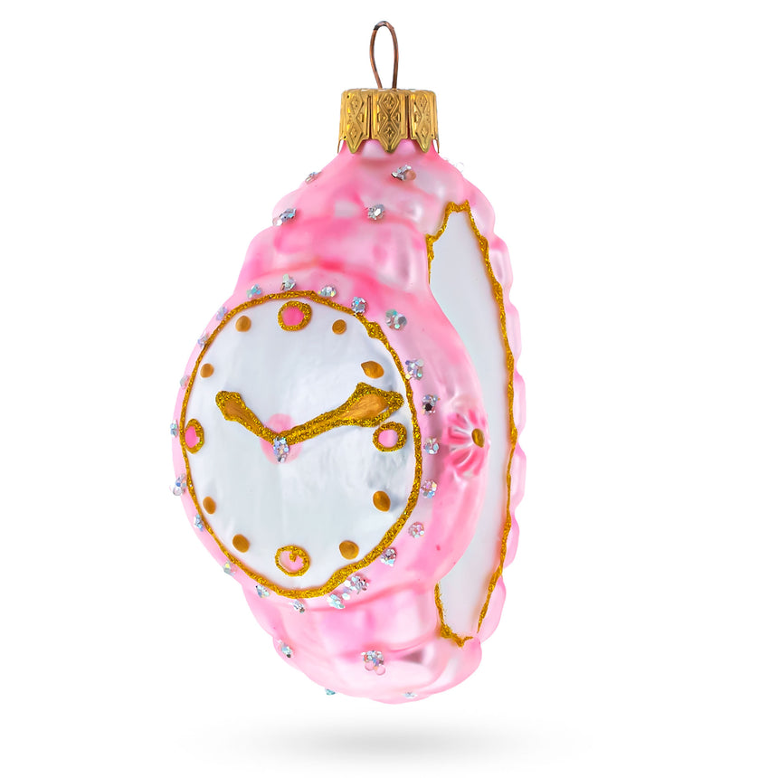 Pink Watch Glass Christmas Ornament in Pink color