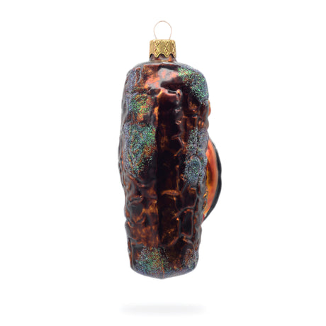 Woodpecker on a Branch Glass Christmas OrnamentUkraine , dimensions in inches: 4.7 x 2.4 x 1.9