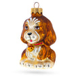 Glass Puppy with Heart on Collar Glass Christmas Ornament in Brown color