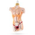 Male Torso Glass Christmas Ornament in Pink color Figurine