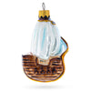 Glass White Sail Tall Ship Glass Christmas Ornament in Multi color