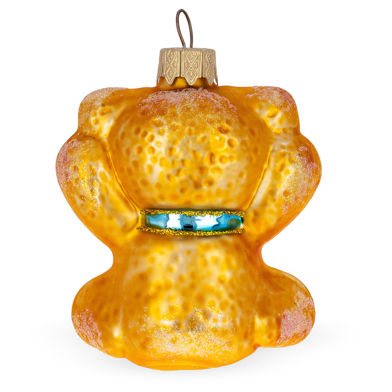 Buy Online Gift Shop Teddy Bear with Blue Bow Glass Christmas Ornament