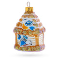 Birdhouse with Bluebirds Glass Christmas Ornament in Yellow color Figurine