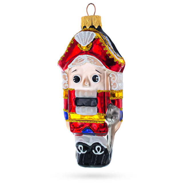 Classic and Whimsical Nutcracker Glass Christmas Ornament in Multi color,  shape