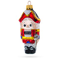 Classic and Whimsical Nutcracker Glass Christmas Ornament in Red color Figurine