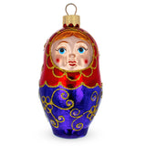 Nesting Doll Glass Christmas Ornament in Blue color