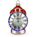 Vintage Style Alarm Clock Glass Christmas Ornament in Silver color Figurine
