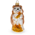 Hamster with Wheat Glass Christmas Ornament in Gold color Figurine