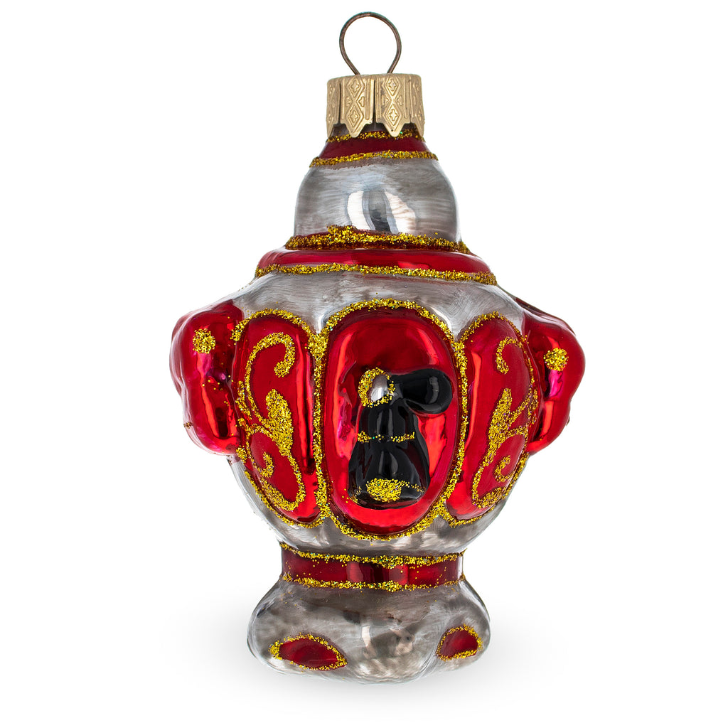 Glass Samovar Teapot Glass Christmas Ornament in Red color