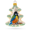 Glass Colorful Bird On a Tree Shaped Glass Christmas Ornament in Ivory color Triangle
