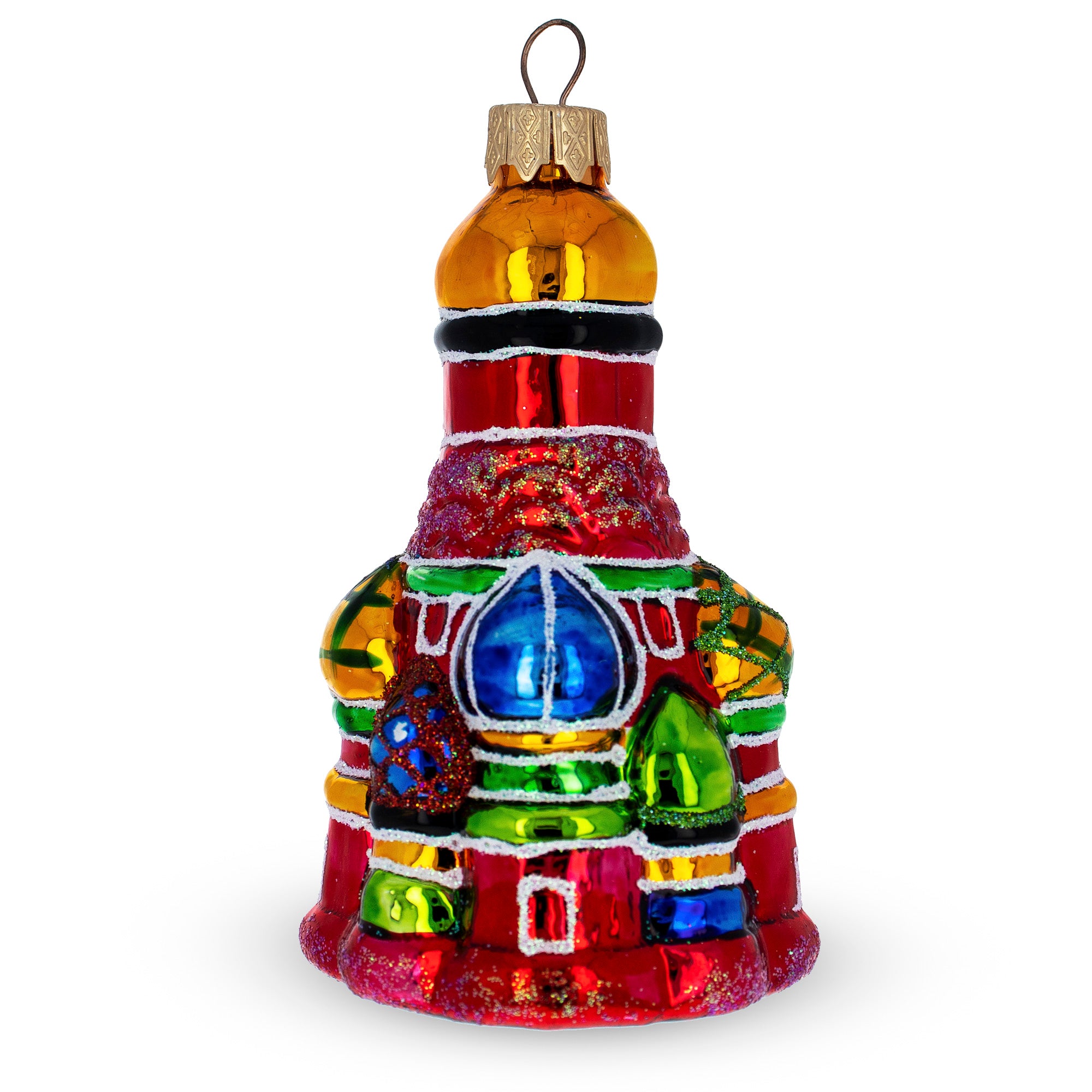 Cathedral Glass Christmas Ornament in Red color Figurine