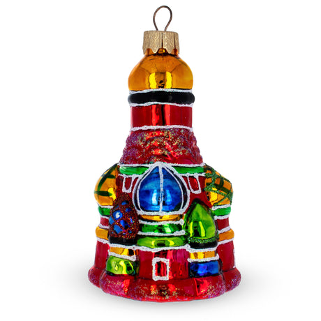 Glass Cathedral Glass Christmas Ornament in Red color