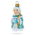 Snigurochka Snow Maiden Glass Christmas Ornament in Blue color Figurine