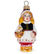 Red Riding Hood Glass Christmas Ornament in White color,  shape