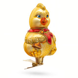 Baby Chick Clip on Glass Christmas Ornament in Yellow color