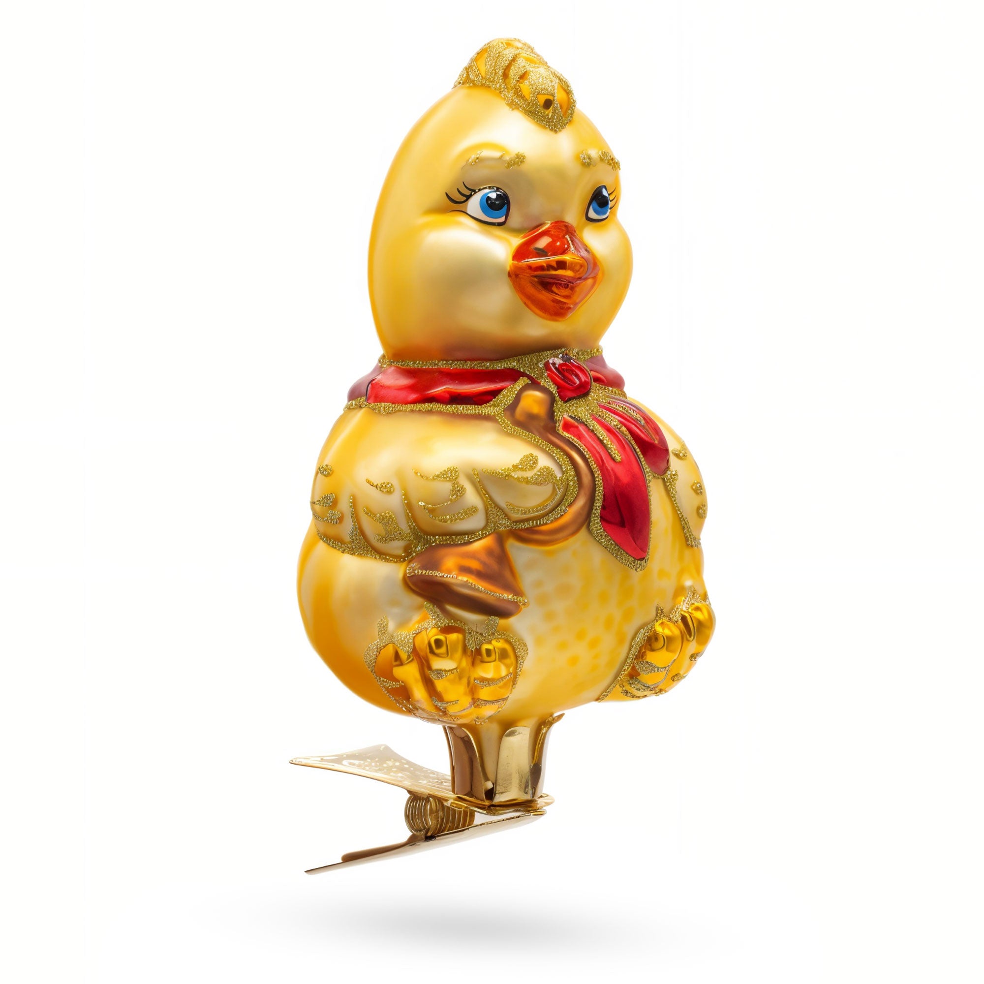 Baby Chick Clip on Glass Christmas Ornament in Yellow color Figurine