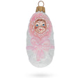 Newborn Baby Girl Glass Christmas Ornament in Pink color
