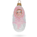 Newborn Baby Girl Glass Christmas Ornament in Pink color Figurine