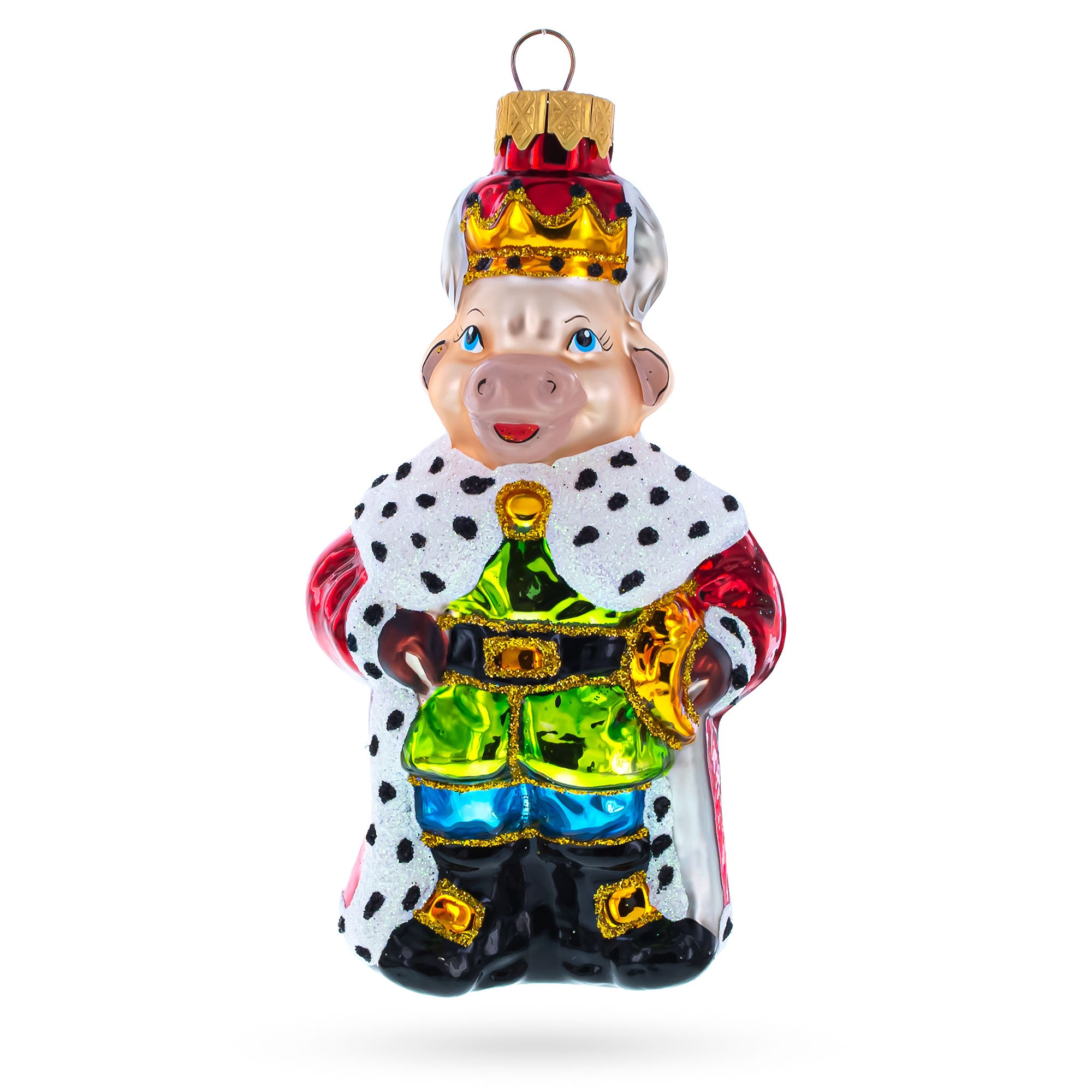 Bull the King Glass Christmas Ornament in Multi color Figurine