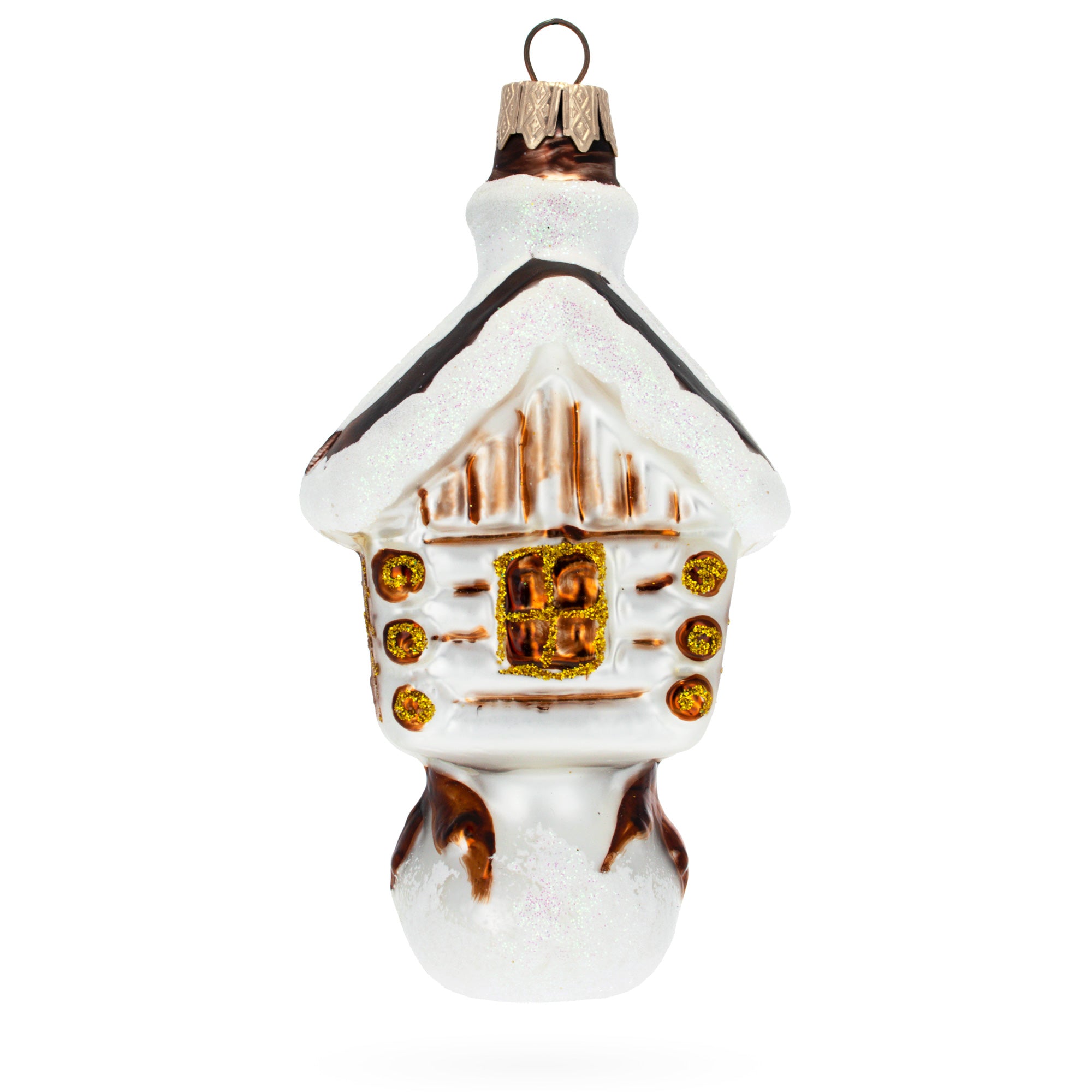 Chicken Legs Hut Glass Christmas Ornament in White color Figurine