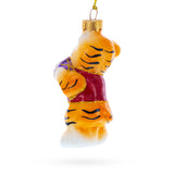 Tiger Cub with Ball Glass Christmas OrnamentUkraine , dimensions in inches: 4.3 x 1.8 x 1.5