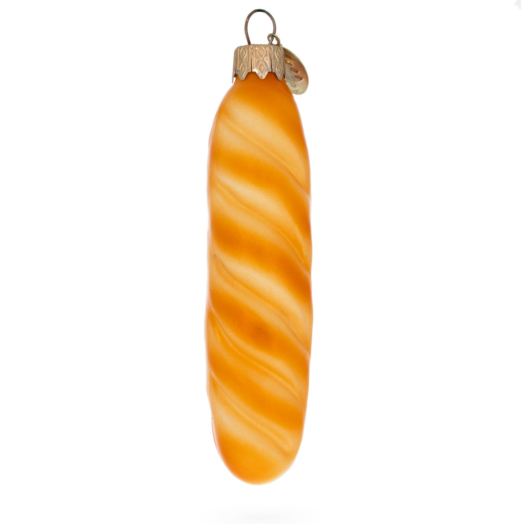 French Baguet Glass Christmas Ornament in Beige color Figurine
