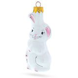 White Bunny Glass Christmas Ornament in White color