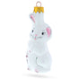 White Bunny Glass Christmas Ornament in White color