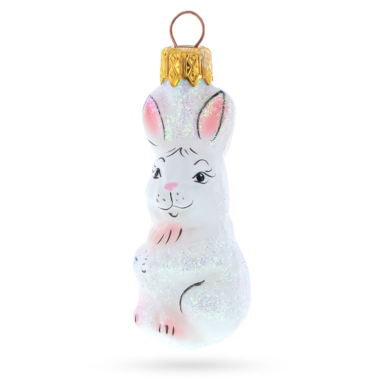 Glass White Bunny Glass Christmas Ornament in White color