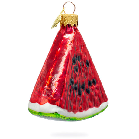 Watermelon Slice Glass Christmas Ornament in Red color, Triangle shape